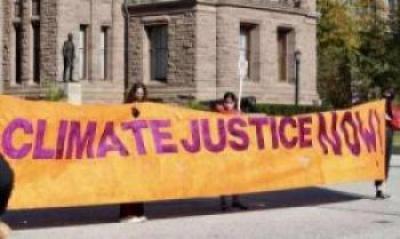  "Climate Justice Now banner"