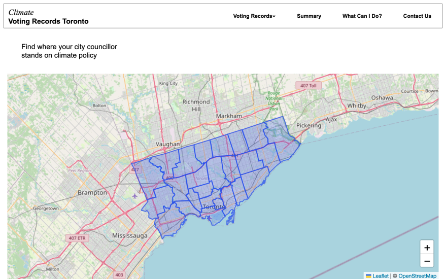 Map of Toronto and voting districts